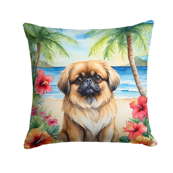 Pekingese Luau Throw Pillow 18 in x 18 in