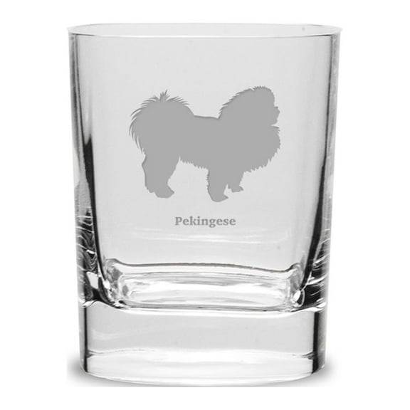 Pekingese Luigi Bormioli 11.75 oz Square Round Double Old Fashion Glass