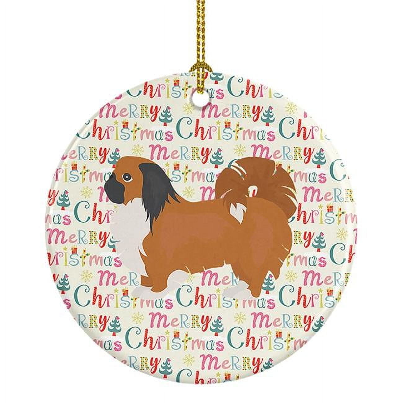 Pekingese Merry Christmas Ceramic Ornament 2.8 in x 2.8 in