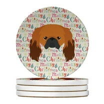 Pekingese Merry Christmas Large Sandstone Coasters Pack of 4 4 in x 4 in