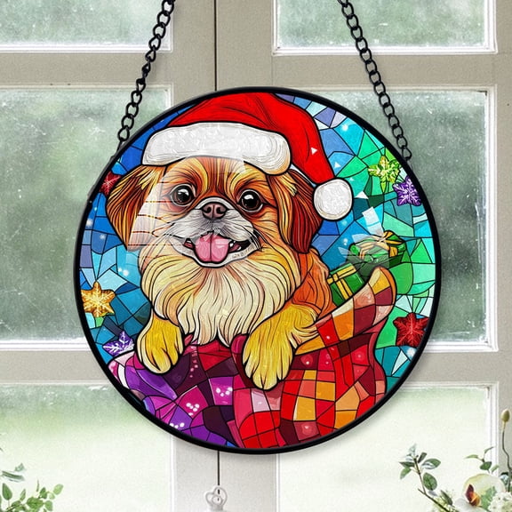 Pekingese Ornament Christmas 2025 Pet Dog Pekingese Dog Stained Glass SunCatcher for Window Christmas, Dog Suncatcher, Pet Lovers Gifts, Holiday Decor and Xmas Gifts Ideas