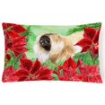 thumbnail image 1 of Pekingese Poinsettas Canvas Fabric Decorative Pillow, 1 of 1