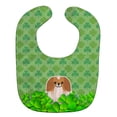 thumbnail image 1 of Pekingese Red White Shamrocks Baby Bib, 1 of 3