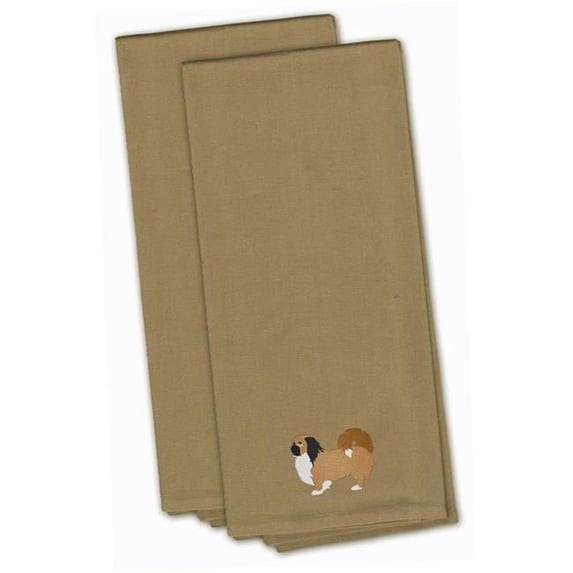 Pekingese Tan Embroidered Kitchen Towel - Set of 2