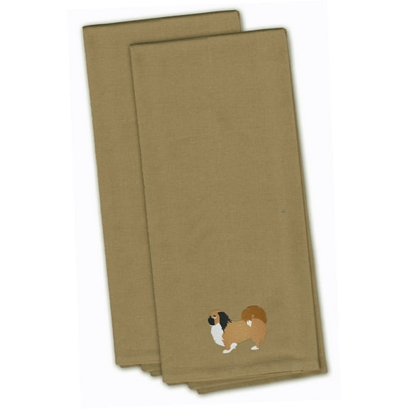 Pekingese Tan Embroidered Towel Set of 2