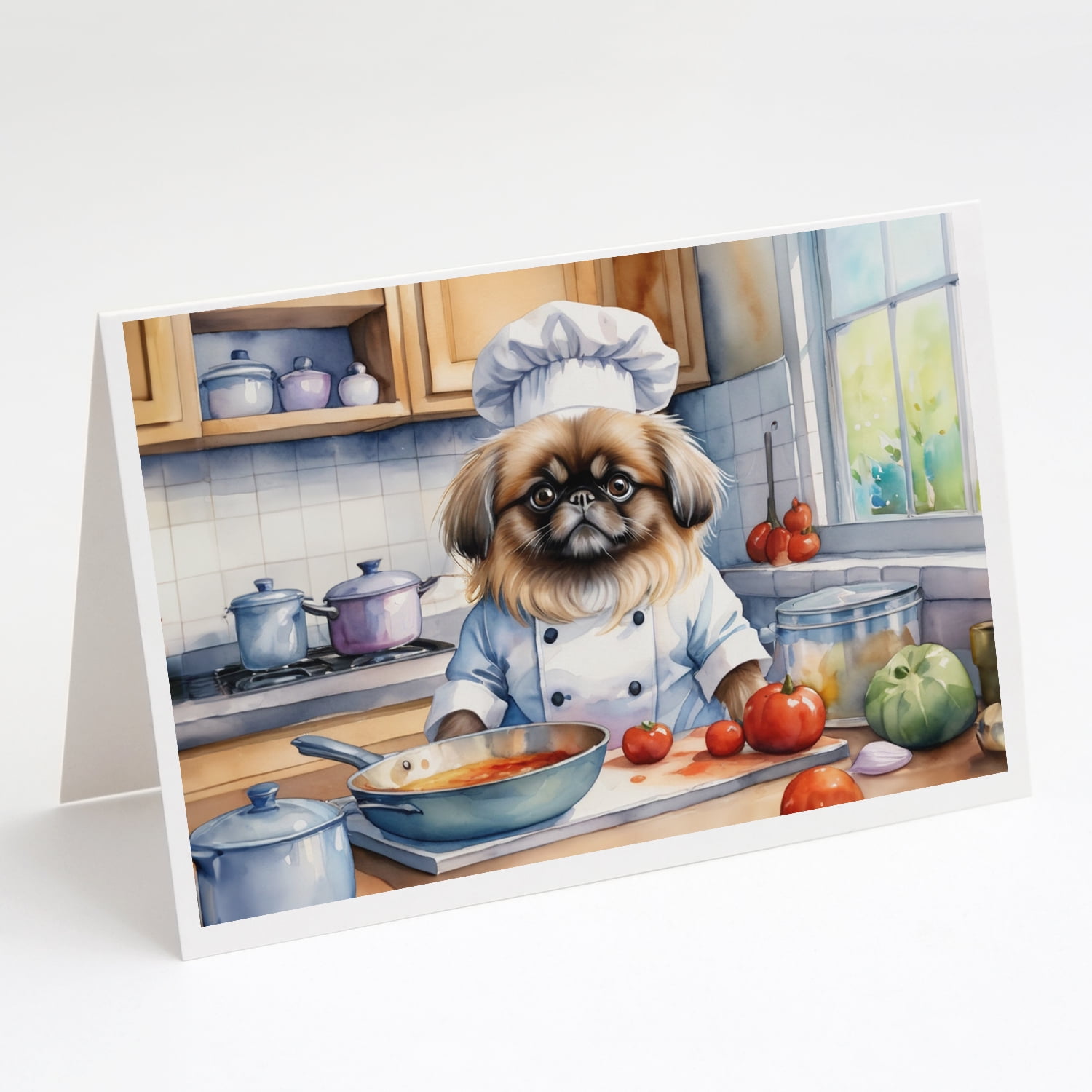 Pekingese The Chef Greeting Cards Pack of 8 7 in x 5 in