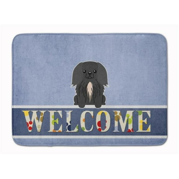 Pekingnese Black Welcome Machine Washable Memory Foam Mat