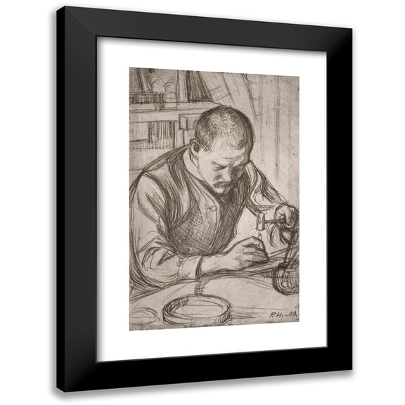 Pekka Halonen 16x24 Black Modern Framed Museum Art Print Titled - Arttu Embossing Copper (1909)