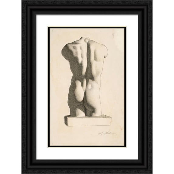 Pekka Halonen 17x24 Black Ornate Framed Double Matted Museum Art Print Titled: Back of a Male Torso (1886)
