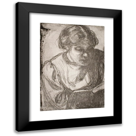 Pekka Halonen 18x24 Black Modern Framed Museum Art Print Titled - Girl Reading (Hilda Tamminen) (1909)