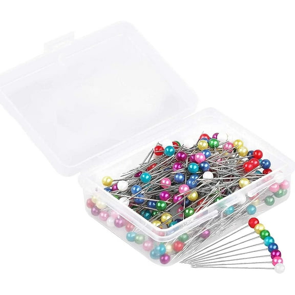 Pekkaxy 100 PCS Straight Pins 1.6 in Pearlized Ball Head Sewing Pins for Fabric DIY Sewing Pins Crafts