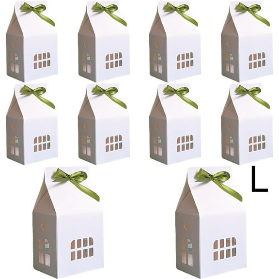 Pekkaxy 10pcs House-Shaped Gift Boxes Christmas House Shape Candy Boxes Gift Wrapping Year New Christmas Decoration Box Party