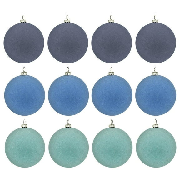 Pekkaxy 12 Pack Velvet Christmas Ball Ornaments Large Flocked Christmas Tree Hanging Ornaments Shatterproof Flocked Decorative Balls for Xmas Tree Decorations & Holiday Decor