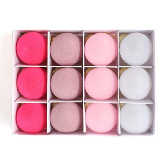 Pekkaxy 12 Pcs Christmas Velvet Balls Ornaments, 3.15 Inch Flocked Christmas Tree Hanging Decorat Xmas Shatterproof Plastic Balls,