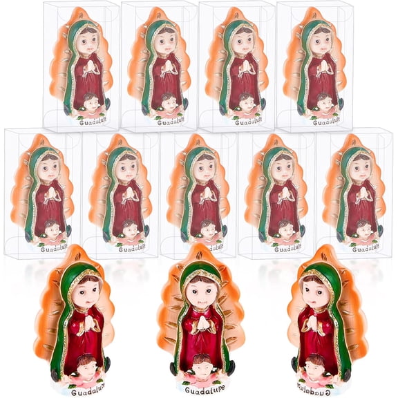 Pekkaxy 16 Pcs Lady of Guadalupe Statues Bulk Baptism Party Favors Mini Virgin Mary Statue Small Virgin De Figurine De Boda Y Bautizo Valentine Christian for First Communion Christening Prayer