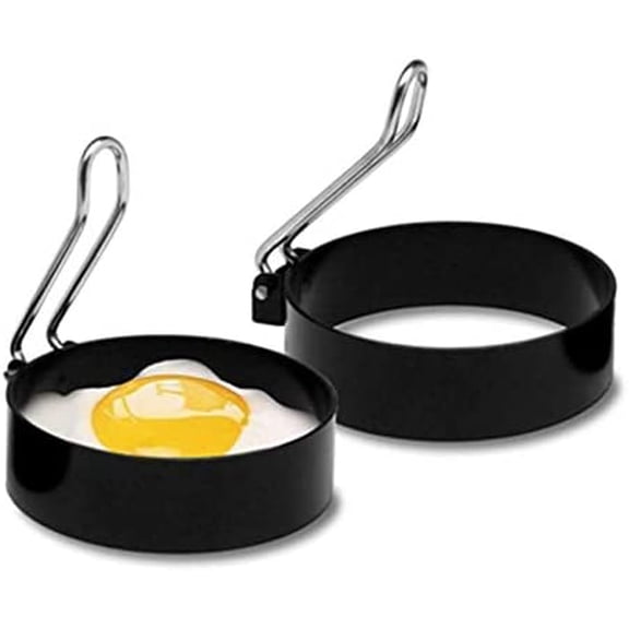 Pekkaxy 2 Pcs Round Egg Cooker Rings,Stainless Steel Non Stick Egg Mcmuffin Maker Egg Molds For Fried Egg Muffin Sandwiches