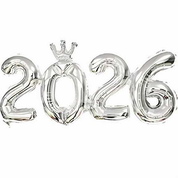 Pekkaxy 2026 Number Balloon, 19x38 Inch Aluminum Foil, Leak-Proof & Refillable Design, Perfect for New Year's Eve Party Decorations