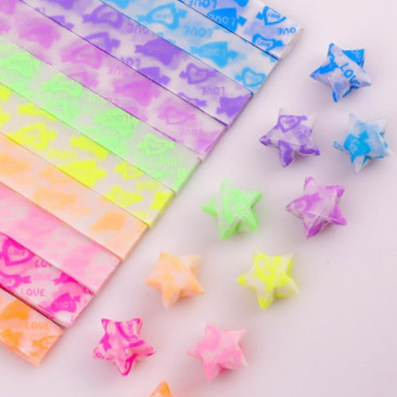 Pekkaxy 210-Pack Glow in the Dark Origami Star Paper, 8.66 Inch Bendable Strips for DIY Crafts, for Bedroom Party Decor Jar Filler and Gift Wrapping