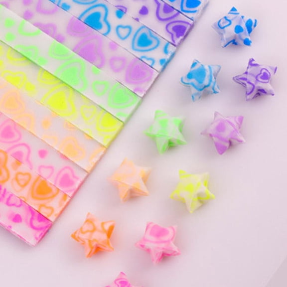 Pekkaxy 210-Pack Glow in the Dark Origami Star Paper, 8.66 Inch Bendable Strips for DIY Crafts, for Bedroom Party Decor Jar Filler and Gift Wrapping