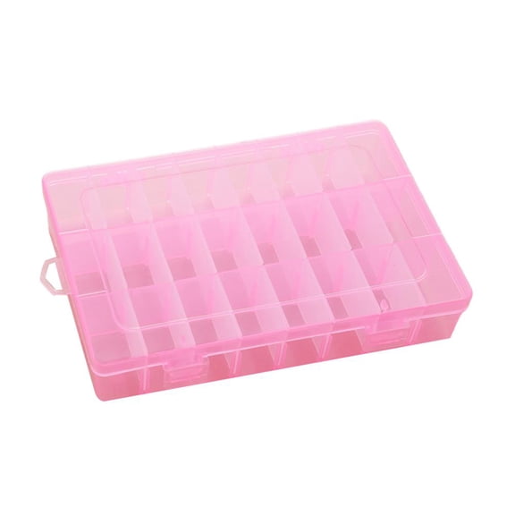 Pekkaxy 24 Compartment Plastic Storage Box Organizer Adjustable Grid Container for Crafts Jewelry Screws Beads