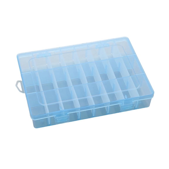 Pekkaxy 24 Compartment Plastic Storage Box Organizer Adjustable Grid Container for Crafts Jewelry Screws Beads