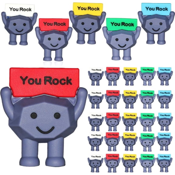 Pekkaxy 25-Pack You Rock Appreciation Figures, Motivational Tokens for Encouragement and Recognition, for Classroom Prizes, Employee Gifts, and Team