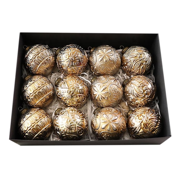 Pekkaxy 3.15 Large Vintage Christmas Ball Ornaments Brown Bronze Christmas Tree Decorations Plastic Vintage Balls for Xmas Tree Ornaments Decor,Pack of 12