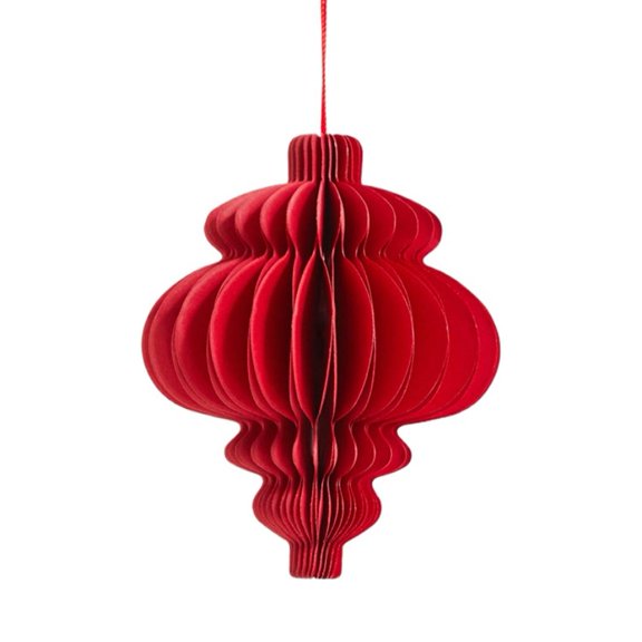 Pekkaxy 3.94 Inch Red Paper Lantern Pendant, Folded 3D Design for Festive Atmosphere, Ideal for Holiday Party and Home Decoration