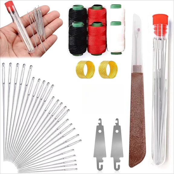Pekkaxy 37PCS Sewing Tool Set Big Eye Steel Sewing Needles Kit, 2026 New Stainless Steel Needles for Hand Sewing - Long & Thin Handmade Quilting & Sewing Needles Kit for DIY Sewing