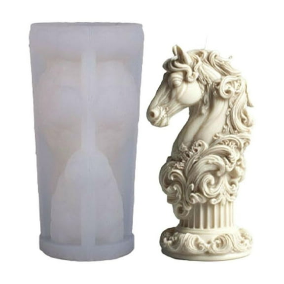 Pekkaxy 3D Horse Sculpture Silicone Candle Mold, DIY Resin Craft Mold for Candle and Cake Decoration