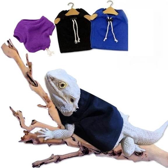 Pekkaxy 3PCS Reptile Hoodie Clothes Set for Bearded Dragons, Warm Fleece Lizard Sweaters, Adjustable Drawstring Outfits for Small Reptiles, Cozy Clothing for Daily Wear and Photos
