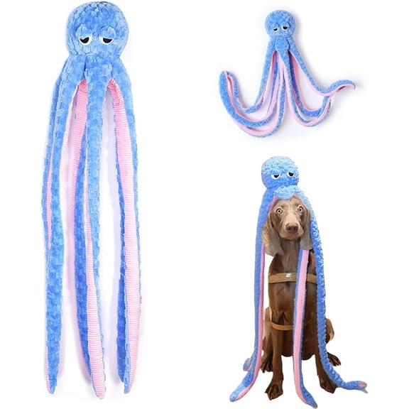 Pekkaxy 40 Inches Octopus Interactive Squeaky Dog Chew Toys, Dog Toys for Aggressive Chewers, Dog Supplies Birthday Gifts for Large Dogs, Large