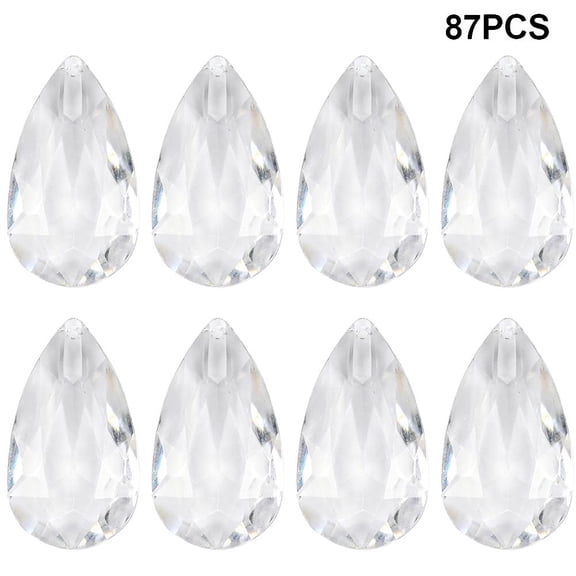 Pekkaxy 50-Pack Glass Teardrop Raindrop Ornaments - Clear Crystal Hanging Drops for Chandelier Christmas Tree Decor