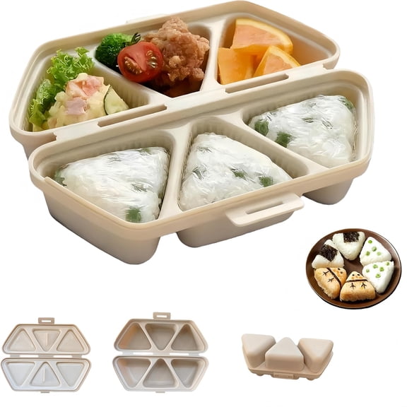 Pekkaxy 6 In 1 Onigiri Mold,Triangle Sushi Mold Once Quickly Make 6pcs Sushi,Foldable Design For Daily Storing Sushi And Making, Non-Stick Design Makes It Easy To Clean And Ideal For Picnics