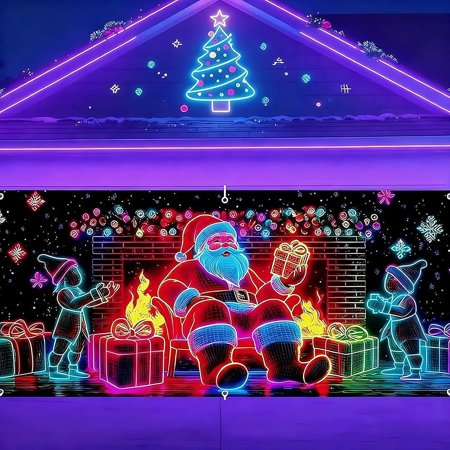 Pekkaxy 6x13 ft UV Activated Christmas Garage Door Cover Banner,2026 Holiday Large Garage Door Christmas Decorations,Santa Claus Banner Backdrop for Outdoor, Parties, Photo Booth & Street Festivals