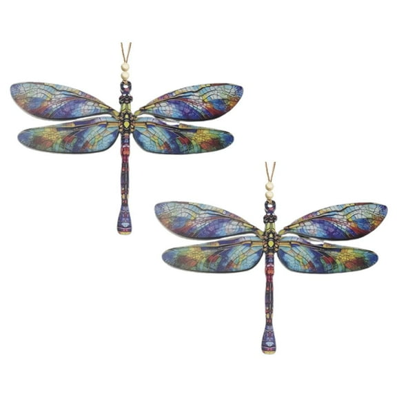 Pekkaxy Acrylic Dragonfly Hanging Ornaments, Colorful Sun Catcher for Yard and Garden