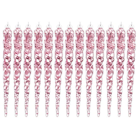Pekkaxy Acrylic Icicle Christmas Ornaments, 5 Inch Clear Hanging Crystal Ice Decorations for Holiday Tree and Winter Party Décor, 12 Pack