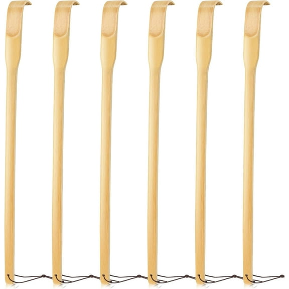 Pekkaxy Back Scratcher, 16.5in Pack of 6, Traditional Finger-Like Bamboo Wooden Body Massager for Scratching Itches, Strong and Sturdy, Good Practical and Novel Gifts for Friends and Family.