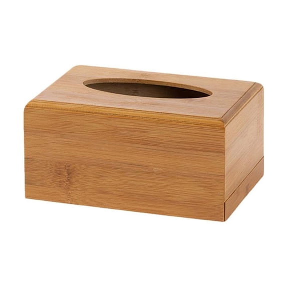 Pekkaxy Bamboo Tissue Box Cover, 4.5 x 4.5 x 3.1 in, Hidden Bottom Lid for Easy Refill, Decorative Holder for Kitchen or Bathroom Countertop