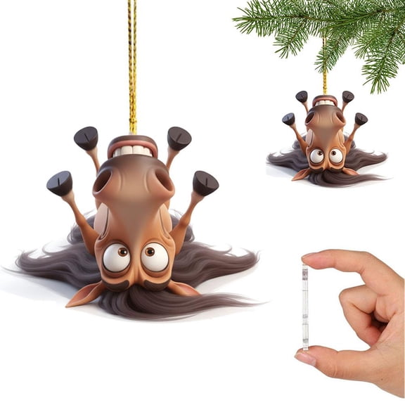 Pekkaxy Brown Horse Acrylic Pendant Charm 3.15 Inch, Vibrant Cartoon Design Durable Keychain Accessory, for Backpack Purse Keys Car Decor Gift