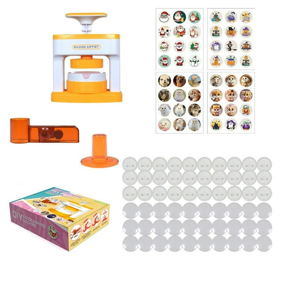Pekkaxy Button Maker Machine, 5.5x3.5x2.75 in, Complete Craft Kit, Create Custom Badges for School Events and Family Activities
