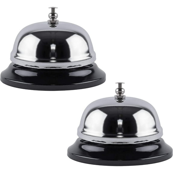 Pekkaxy Call Bell 2-Pack - Classic Service Bell for Desk, Counter, or Reception 3.35", Gleaming Stainless Steel, Corrosion-Resistant, for Home, Office, School