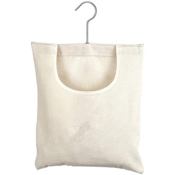 Pekkaxy Canvas Clothespin Bag, Beige (32x27 cm/13.33x11.25 inch), Zipper Closure, Portable Clothes Pin Hanging Bag for Home Balcony Travel