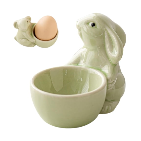 Pekkaxy Ceramic Rabbit Egg Cup for Soft Boiled Egg, Easter Bunny Egg Holder, Easter Bunny Egg Stand, Elegant Egg Cups in Rabbit Shape, Egg Holder for Easter Table Lunch Breakfast, 1