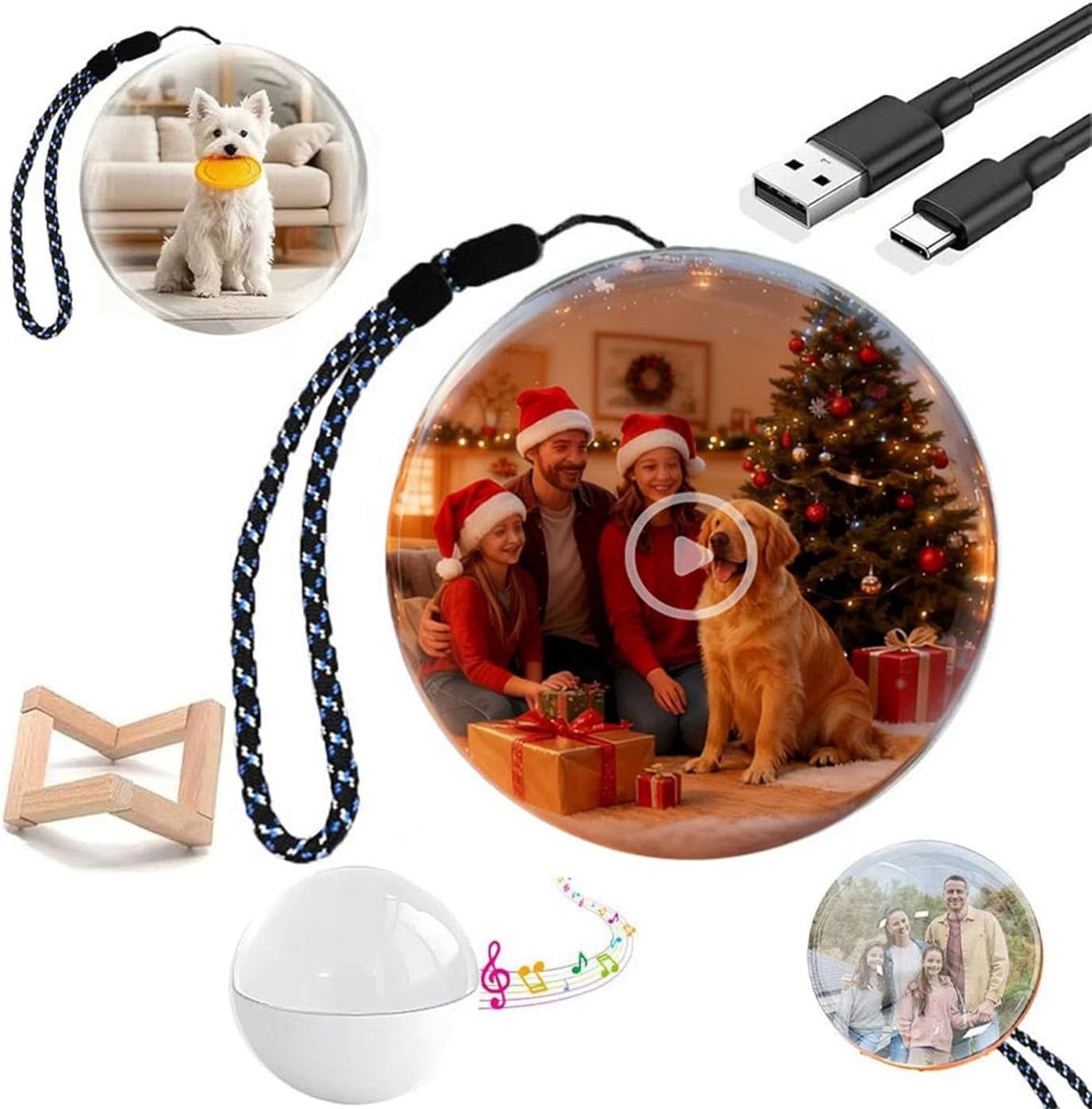 Boule Cristal Mémoire WiFi - Lecteur Vidéo Photo Personnalisable - Décoration Noël, Cadeau - 9