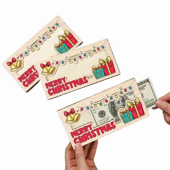 Pekkaxy Christmas Money Box Wooden Holiday Decor Gift Can Hold Postcards Photos Desktop Red Ornament Winter 2026 Envelope