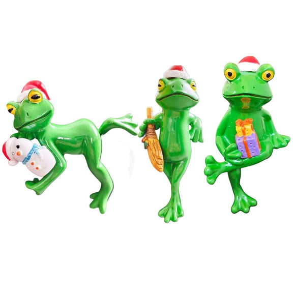 Pekkaxy Christmas Resin Frog Decor Flower Pot Cartoon Animal Standing Frog Figurines Ornament Resin Simulated Decorative Animal