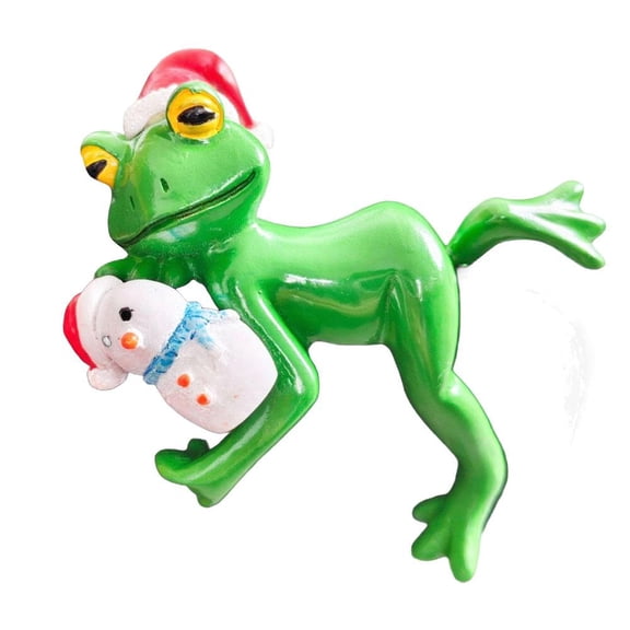 Pekkaxy Christmas Resin Frog Decor Flower Pot Cartoon Animal Standing Frog Figurines Ornament Resin Simulated Decorative Animal