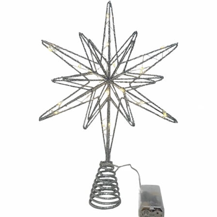 Pekkaxy Christmas Star Tree Topper with LED Lights, Pre-Lit Snowflake Topper for Tree Decoration