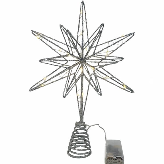 Pekkaxy Christmas Star Tree Topper with LED Lights, Pre-Lit Snowflake Topper for Tree Decoration